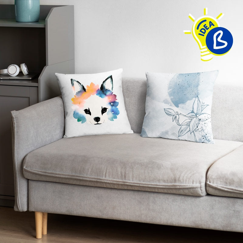 Ejemplo personalizado: Cojín personalizado con foto · 40 × 40 cm. Diseño orientativo; personalización a tu gusto.