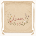 Ejemplo personalizado: Mochila de pana personalizada con nombre o foto. Montaje orientativo; personalizable con tu foto, nombre o diseño.