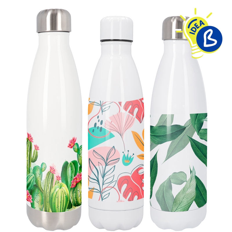 Ejemplo personalizado: Termo blanco personalizado · 500 ml. Diseño orientativo; personalización a tu gusto.