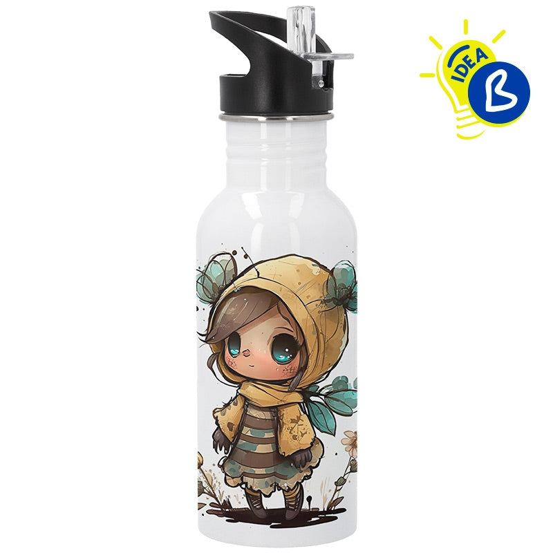 Ejemplo personalizado: Botella deportiva personalizada con asa · 600 ml. Diseño orientativo; personalización a tu gusto.