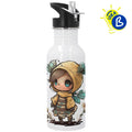 Ejemplo personalizado: Botella deportiva personalizada con asa · 600 ml. Diseño orientativo; personalización a tu gusto.