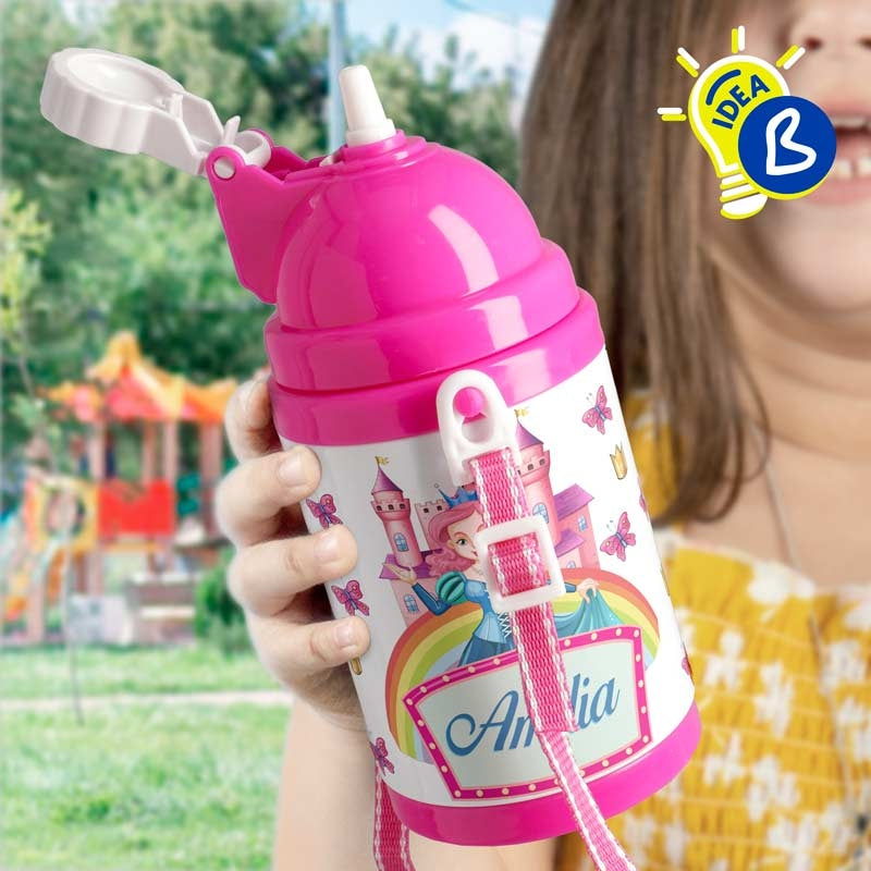 Ejemplo personalizado: Cantimplora infantil personalizada · 400 ml. Diseño orientativo; personalización a tu gusto.