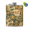 Ejemplo personalizado: Petaca personalizada con acabado polipiel · 240 ml. Diseño orientativo; personalización a tu gusto.