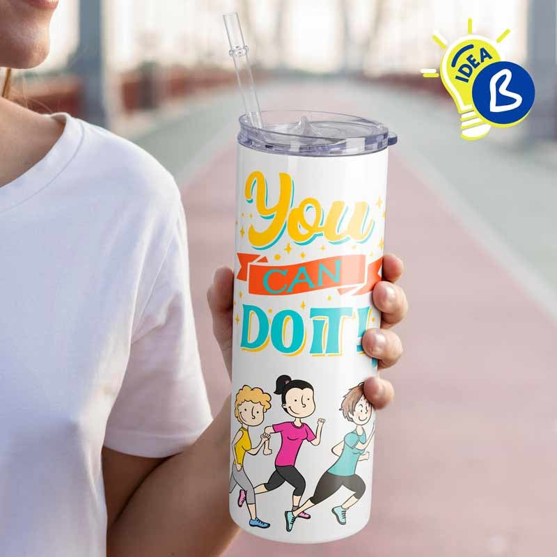 Ejemplo personalizado: Vaso térmico personalizado con pajita · 600 ml. Diseño orientativo; personalización a tu gusto.