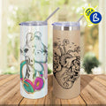 Ejemplo personalizado: Vaso térmico glitter personalizado · 600 ml. Diseño orientativo; personalización a tu gusto.