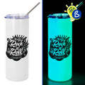 Ejemplo personalizado: Vaso personalizado que brilla en la oscuridad · 600 ml. Diseño orientativo; personalización a tu gusto.