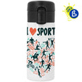 Ejemplo personalizado: Termo compacto personalizado con tapa negra · 350 ml. Diseño orientativo; personalización a tu gusto.