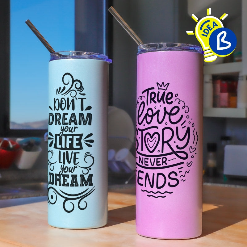 Ejemplo personalizado: Vaso personalizado que cambia de color al sol · 600 ml. Diseño orientativo; personalización a tu gusto.