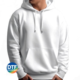 Sudadera blanca con capucha y bolsillo canguro para personalizar · modelo Brildor
