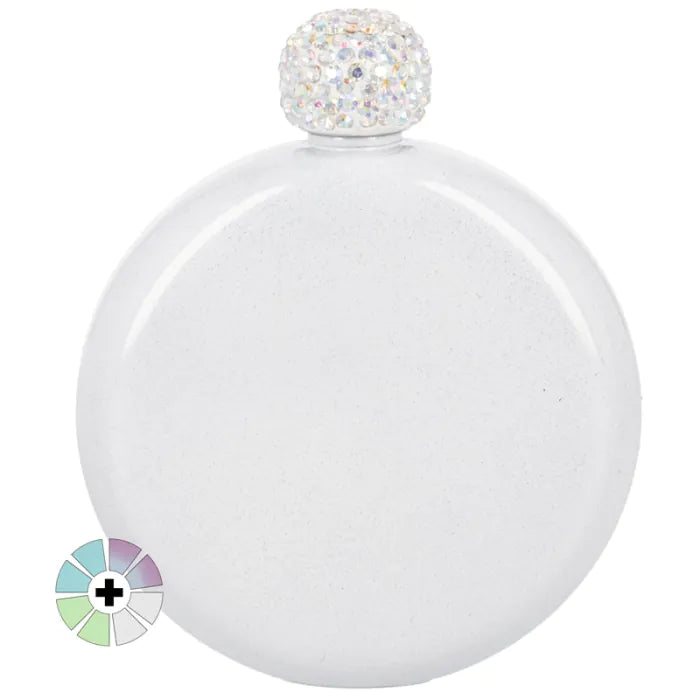 Petaca redonda personalizada con glitter · 150 ml